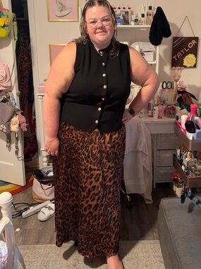 a new day Leopard Print Maxi Skirt - Brown/Black
